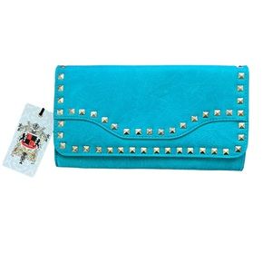 Urban Expressions Teal Studded Clutch